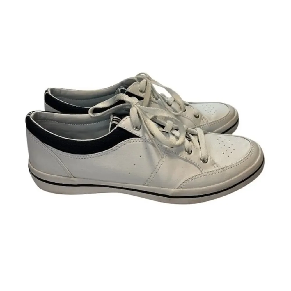 Keds, Rebel lace up leather sneaker, White w/Navy trim, women’s size 8 - Picture 2 of 13
